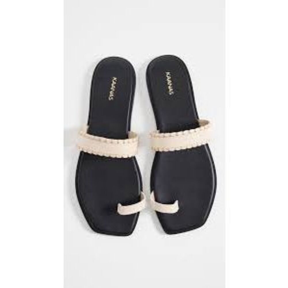 Kaanas Women's Size 11 Pirita Toe Ring Flat Sandals Cream Coastal Summer NEW